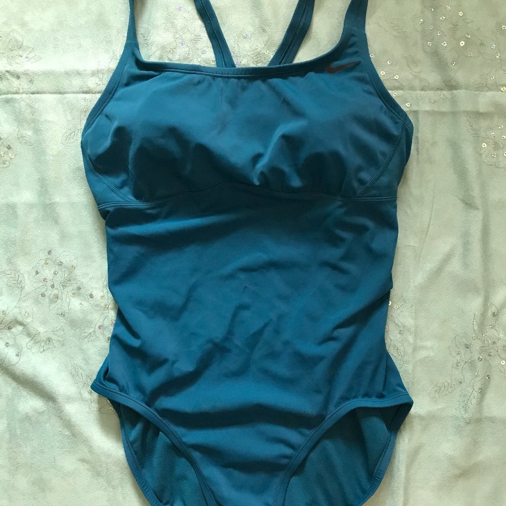 Bathing Suit Nike One Piece with Cut Out Back XL Blue